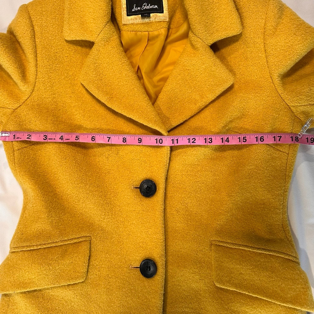 Sam Edelman | Mustard Ochre Wool Blend Walker Coat XS | Tailored Minimal Luxe - Picture 8 of 12